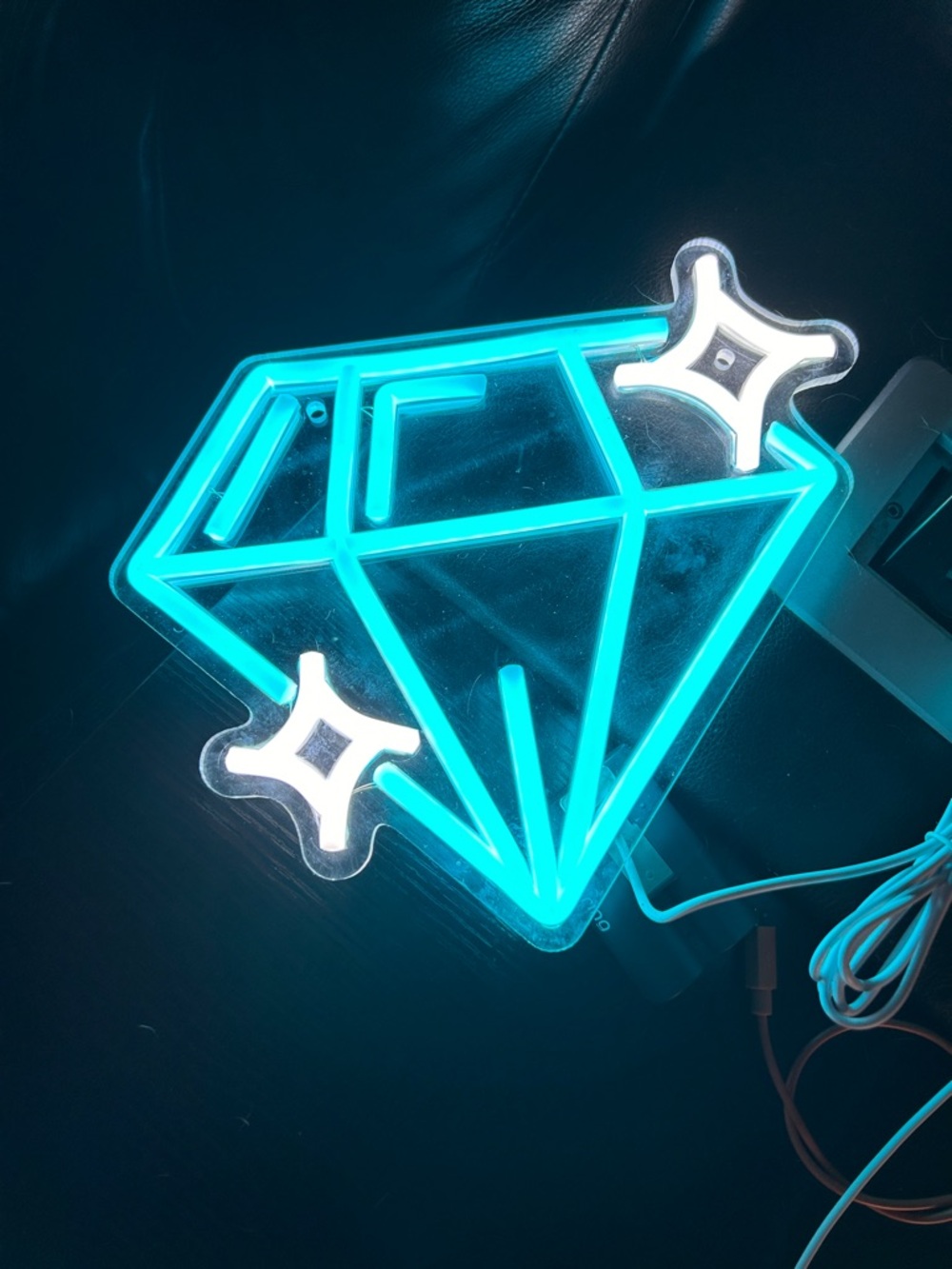 Neon Diamond Wall Light - Aqua Blue